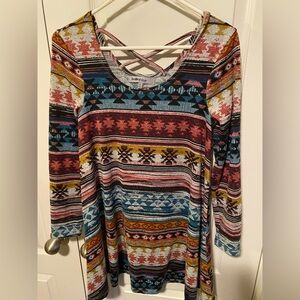 Baileyblue Tunic Dress Aztec Pattern.  Sz M